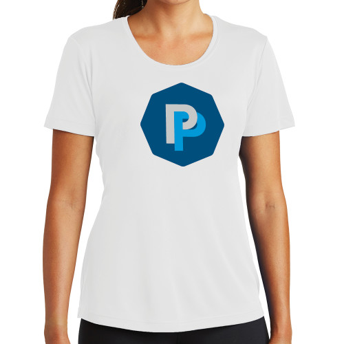 Womens White Performance Tee - PP in Badge