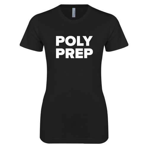  Next Level Womens Black Boyfriend Tee - Poly Prep Stacked