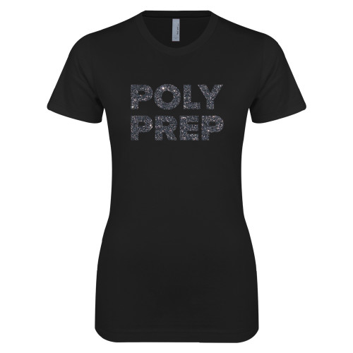  Next Level Womens Black Boyfriend Tee - F Graphite Soft Glitter