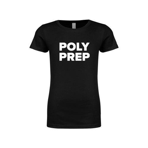  Next Level Girls Black Fashion Fit T Shirt - Poly Prep Stacked