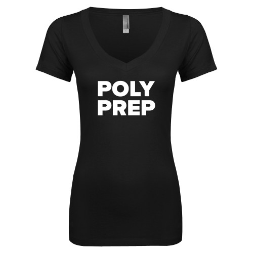  Next Level Womens Black Ideal V Tee - Poly Prep Stacked