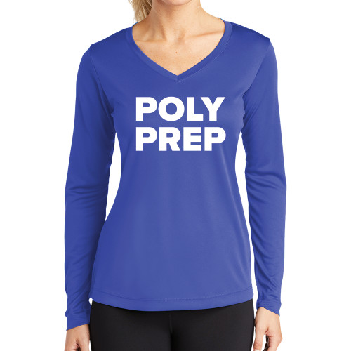  Womens Royal Performance Long Sleeve V Neck Shirt - Poly Prep Stacked