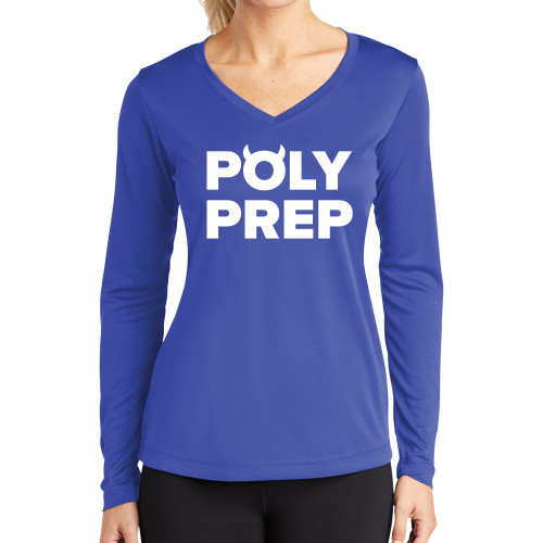  Womens Royal Performance Long Sleeve V Neck Shirt - Poly Prep