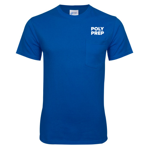  Royal T Shirt w/Pocket - Poly Prep Stacked