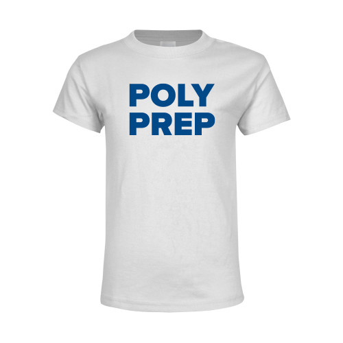  Youth White T Shirt - Poly Prep Stacked