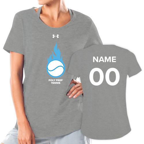  Under Armour Womens Grey Charged Cotton Tee - Poly Prep Tennis UA