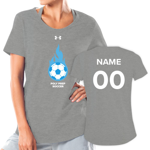  Under Armour Womens Grey Charged Cotton Tee - Poly Prep Soccer UA