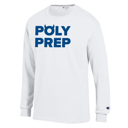  Champion White Long Sleeve T Shirt - Poly Prep