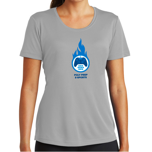  Womens Grey Performance Short Sleeve Tee - Poly Prep E-Sports