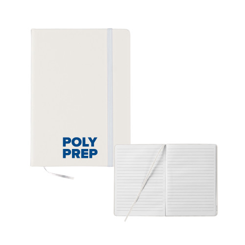  5x7 White Hard Cover Journal - Poly Prep Stacked