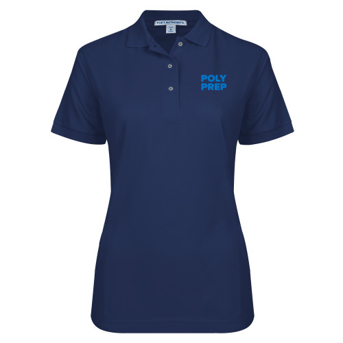  Womens Silk Touch Navy Pique Polo - Poly Prep Stacked