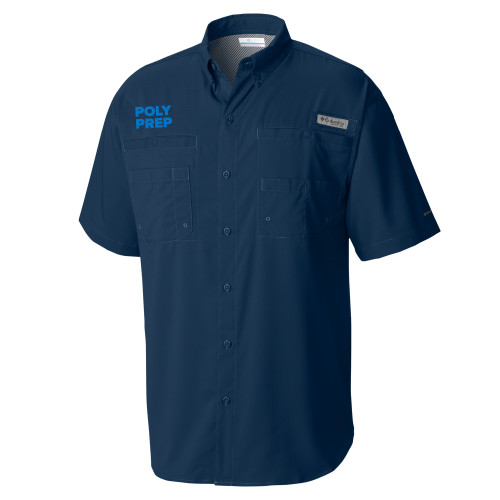  Columbia Navy Tamiami Performance Short Sleeve Shirt - Poly Prep Stacked