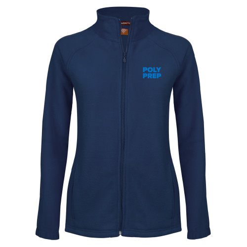  Womens Navy Fleece Full Zip Jacket - Poly Prep Stacked