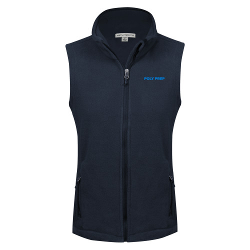  Womens Navy Fleece Full Zip Vest - Poly Prep