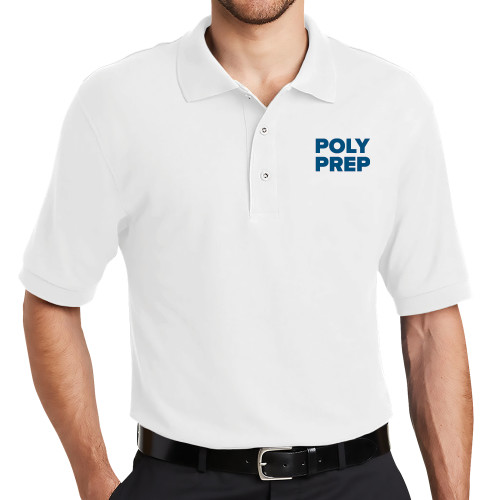  White Silk Touch Polo - Poly Prep Stacked