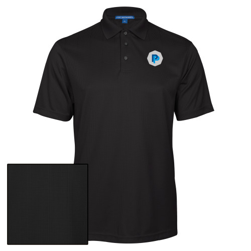  Black Performance Fine Jacquard Polo - PP in Badge