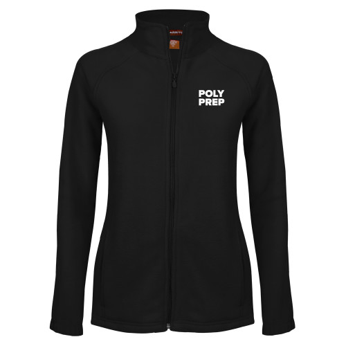  Womens Black Fleece Full Zip Jacket - Poly Prep Stacked