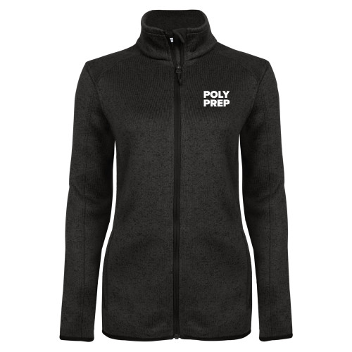  Womens Black Heather Fleece Jacket - Poly Prep Stacked