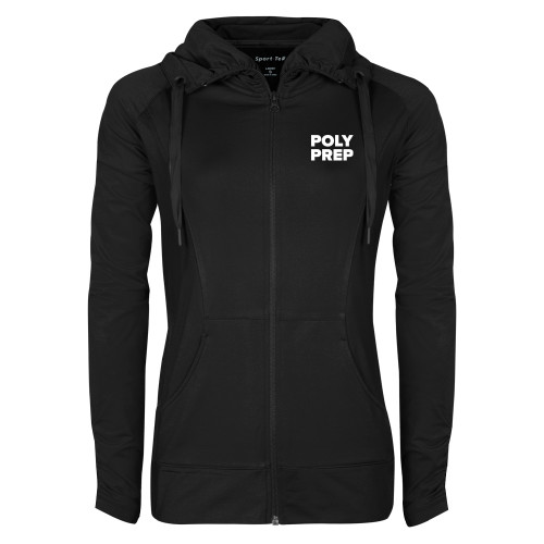  Womens Black Sport Wick Stretch Full Zip Jacket - Poly Prep Stacked