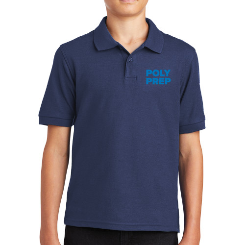  Youth Navy Silk Touch Polo - Poly Prep Stacked