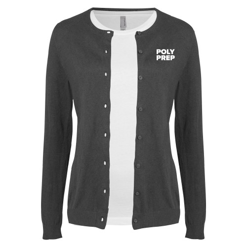  Womens Charcoal Cardigan Sweater - Poly Prep Stacked