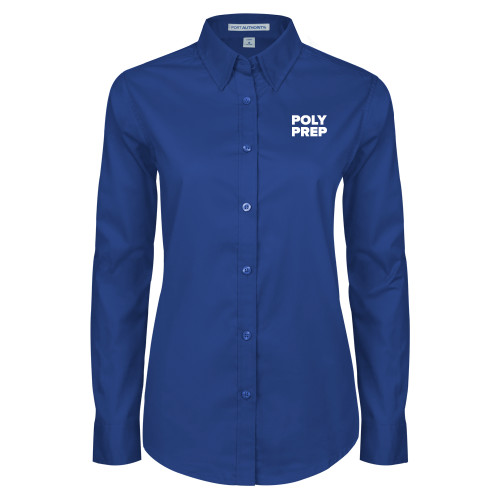  Womens Royal Twill Button Down Long Sleeve  - Poly Prep Stacked