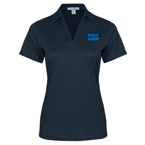  Womens Navy Performance Fine Jacquard Polo - Poly Prep Stacked