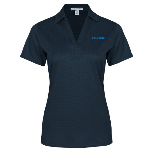  Womens Navy Performance Fine Jacquard Polo - Poly Prep