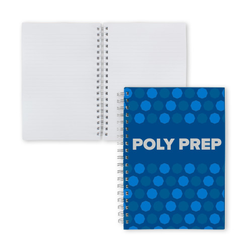 Clear 7 x 10 Spiral Journal Notebook - Poly Prep Blue Devils Centered