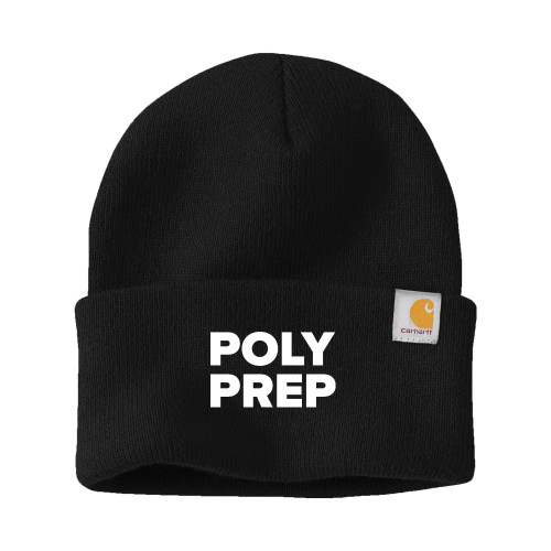  Carhartt Black Knit Beanie w/Cuff - Poly Prep Stacked