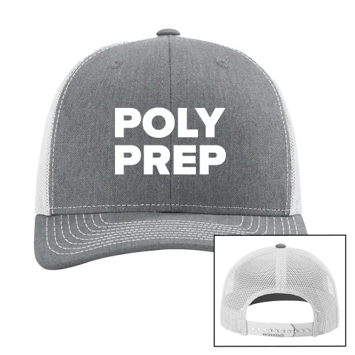  Richardson Heather Grey/Light Grey Trucker Hat - Poly Prep Stacked