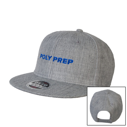  Heather Grey Wool Blend Flat Bill Snapback Hat - Poly Prep