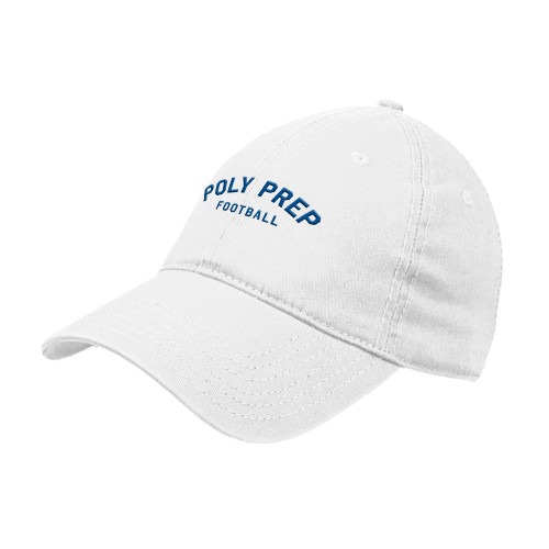  White Unstructured Adjustable Low Profile Hat - Poly Prep Football