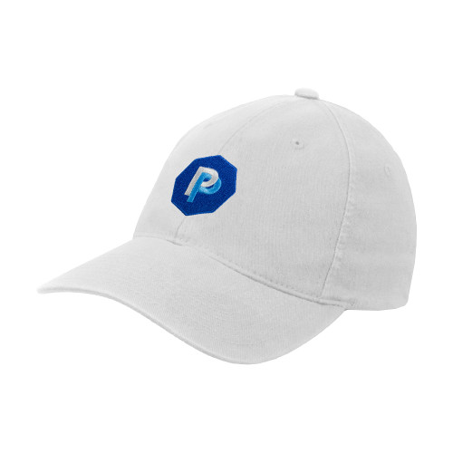  White Flexfit Structured Low Profile Hat - PP in Badge