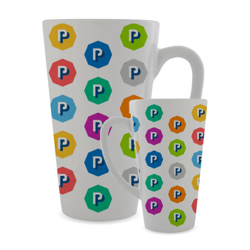  Full Color Latte Mug 17oz - Poly Prep Repeating Pattern