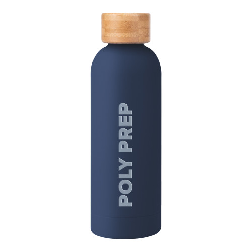  Blair Navy Stainless Steel Bottle w/ Bamboo Lid 17 oz - Poly Prep Engraved