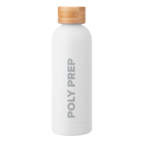  Blair White Stainless Steel Bottle w/ Bamboo Lid 17 oz - Poly Prep Engraved