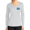 Thumbnail image for  Womens White Performance Long Sleeve V Neck Shirt