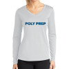 Thumbnail image for  Womens White Performance Long Sleeve V Neck Shirt