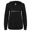 Thumbnail image for  ENZA Womens Black V Notch Raw Edge Fleece Hoodie