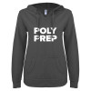 Thumbnail image for  ENZA Womens Dark Heather V Notch Raw Edge Fleece Hoodie