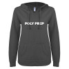 Thumbnail image for  ENZA Womens Dark Heather V Notch Raw Edge Fleece Hoodie