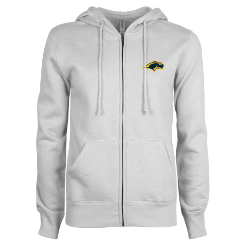  ENZA Womens White Fleece Full Zip Hoodie - Panther