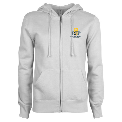  ENZA Womens White Fleece Full Zip Hoodie - PJP II with School Name
