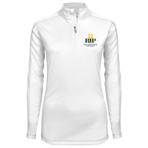  Syntrel Womens White Interlock 1/4 Zip - PJP II with School Name
