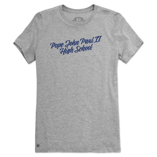  Fall Rush Ladies Athletic Grey T Shirt - H Dark Blue Glitter