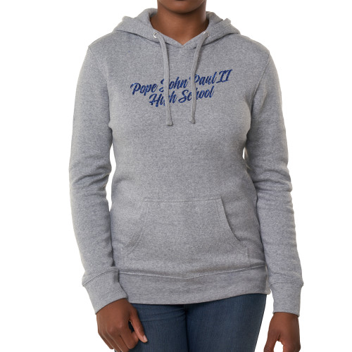  Fall Rush Ladies Athletic Grey Sponge Fleece Hoodie - H Dark Blue Glitter