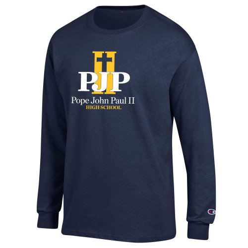  Champion Navy Long Sleeve T Shirt - PJP II with School Name