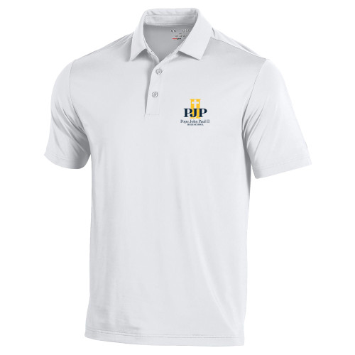  Under Armour White Performance Polo - PJP II with School Name