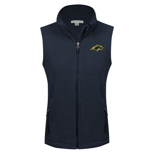  Womens Navy Fleece Full Zip Vest - Panther